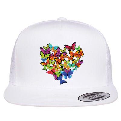 Colorful Cute Butterfly Heart Butterflies Flat Bill Trucker Hat