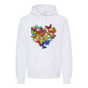 Colorful Cute Butterfly Heart Butterflies Premium Hoodie