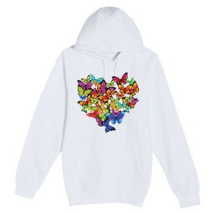 Colorful Cute Butterfly Heart Butterflies Premium Pullover Hoodie