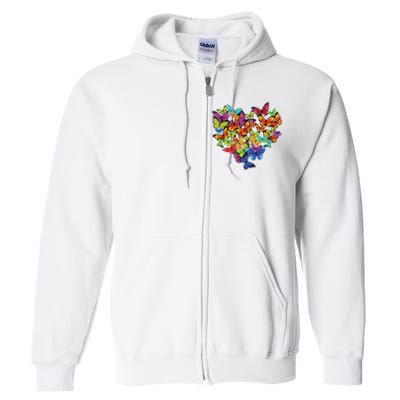 Colorful Cute Butterfly Heart Butterflies Full Zip Hoodie