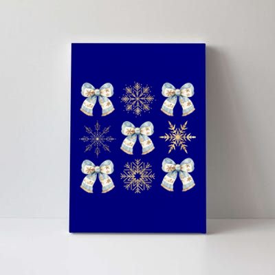 Christmas Coquette Bows With Snow Flake Cute Blue Bows Cool Gift Canvas