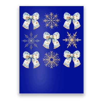 Christmas Coquette Bows With Snow Flake Cute Blue Bows Cool Gift Poster