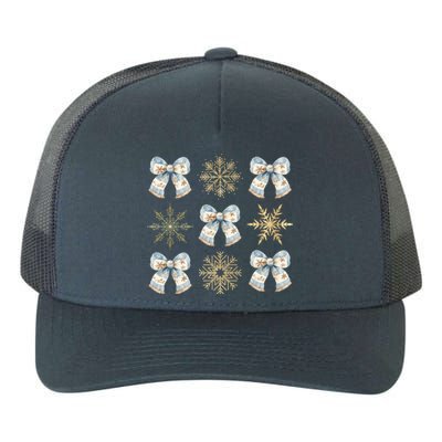 Christmas Coquette Bows With Snow Flake Cute Blue Bows Cool Gift Yupoong Adult 5-Panel Trucker Hat