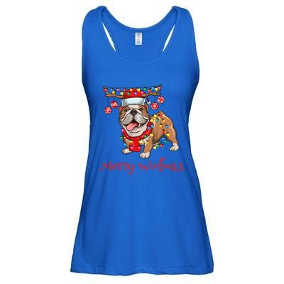 Christmas Cute Bulldog Dog Holiday Lights Merry Woofmas Gift Ladies Essential Flowy Tank