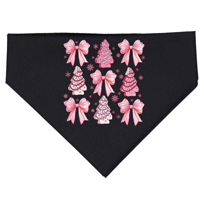 Cute Coquette Bow Christmas Tree Cake Funny Xmas USA-Made Doggie Bandana