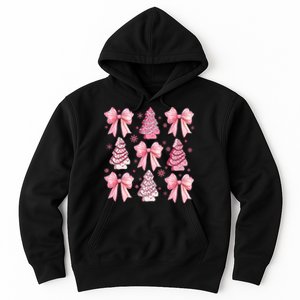 Cute Coquette Bow Christmas Tree Cake Funny Xmas Hoodie