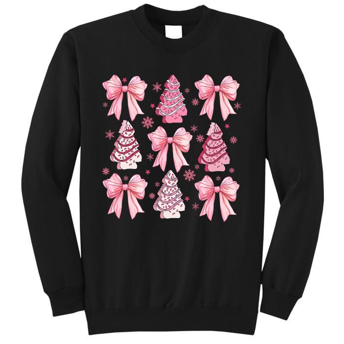 Cute Coquette Bow Christmas Tree Cake Funny Xmas Sweatshirt