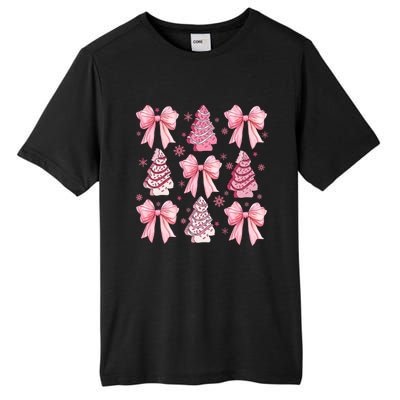 Cute Coquette Bow Christmas Tree Cake Funny Xmas Tall Fusion ChromaSoft Performance T-Shirt