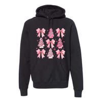 Cute Coquette Bow Christmas Tree Cake Funny Xmas Premium Hoodie