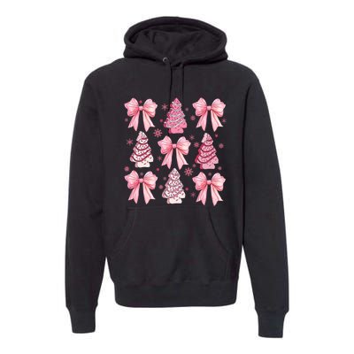 Cute Coquette Bow Christmas Tree Cake Funny Xmas Premium Hoodie