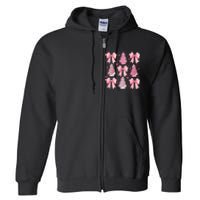 Cute Coquette Bow Christmas Tree Cake Funny Xmas Full Zip Hoodie