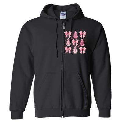 Cute Coquette Bow Christmas Tree Cake Funny Xmas Full Zip Hoodie