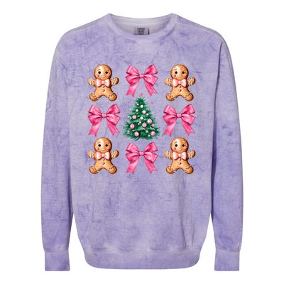 Cute Coquette Bow Xmas Gingerbread Man Christmas Tree Colorblast Crewneck Sweatshirt