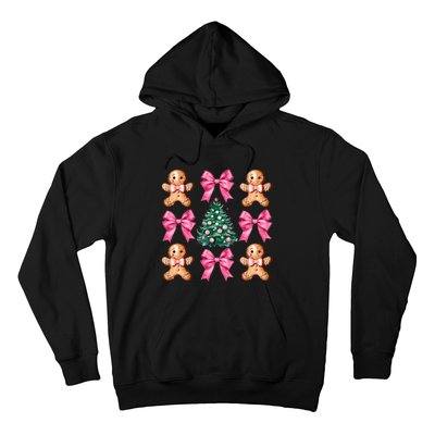 Cute Coquette Bow Xmas Gingerbread Man Christmas Tree Hoodie