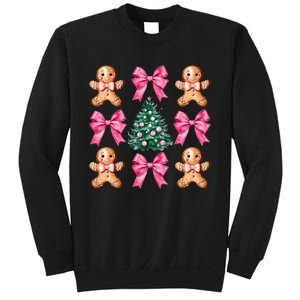 Cute Coquette Bow Xmas Gingerbread Man Christmas Tree Sweatshirt