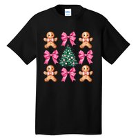 Cute Coquette Bow Xmas Gingerbread Man Christmas Tree Tall T-Shirt