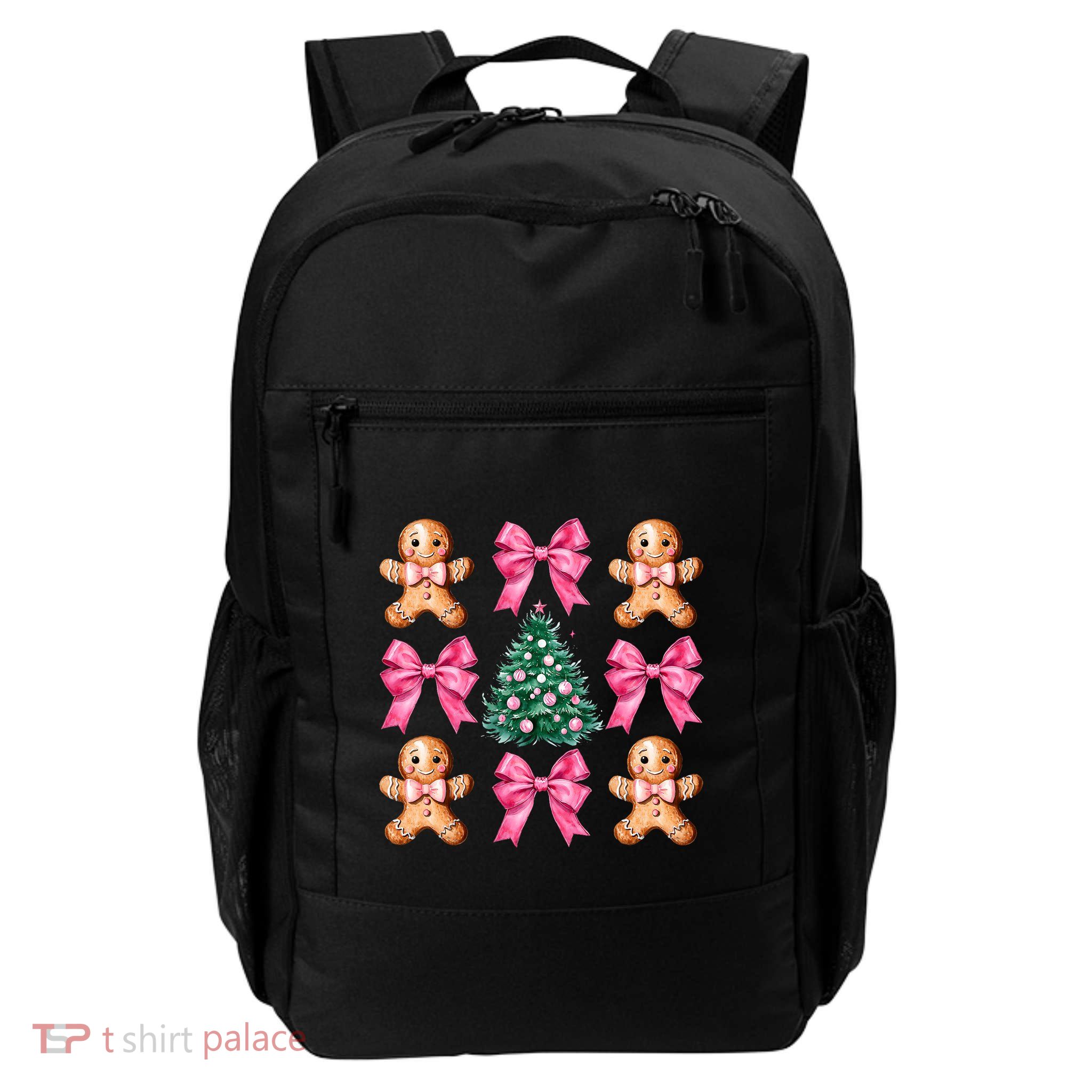 Cute Coquette Bow Xmas Gingerbread Man Christmas Tree Daily Commute Backpack