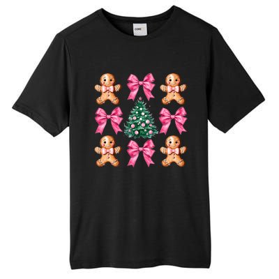 Cute Coquette Bow Xmas Gingerbread Man Christmas Tree Tall Fusion ChromaSoft Performance T-Shirt