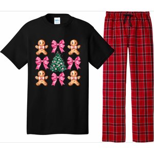 Cute Coquette Bow Xmas Gingerbread Man Christmas Tree Pajama Set