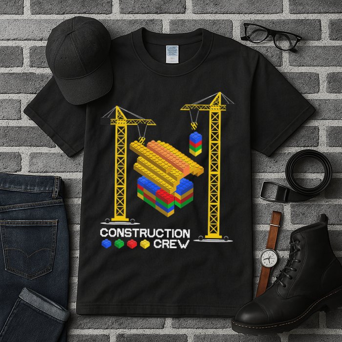 Construction Crew Building Blocks Master Builder Tall T-Shirt