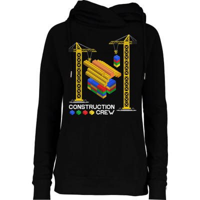 Construction Crew Building Blocks Master Builder Womens Funnel Neck Pullover Hood