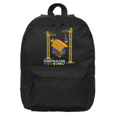 Construction Crew Building Blocks Master Builder 16 in Basic Backpack