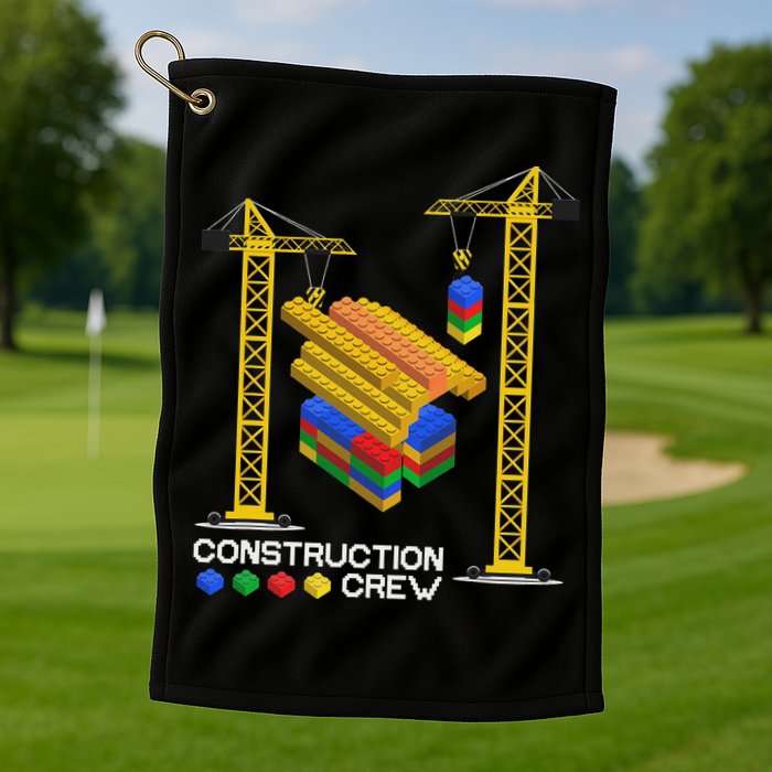 Construction Crew Building Blocks Master Builder Golf Towel