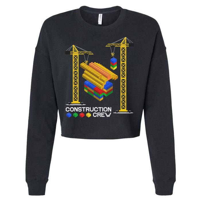 Construction Crew Building Blocks Master Builder Cropped Pullover Crew