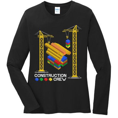 Construction Crew Building Blocks Master Builder Ladies Long Sleeve Shirt