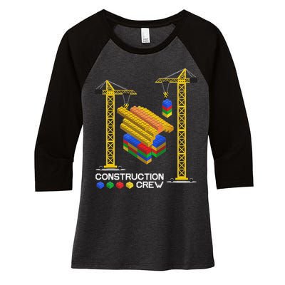 Construction Crew Building Blocks Master Builder Women's Tri-Blend 3/4-Sleeve Raglan Shirt