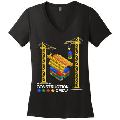 Construction Crew Building Blocks Master Builder Women's V-Neck T-Shirt