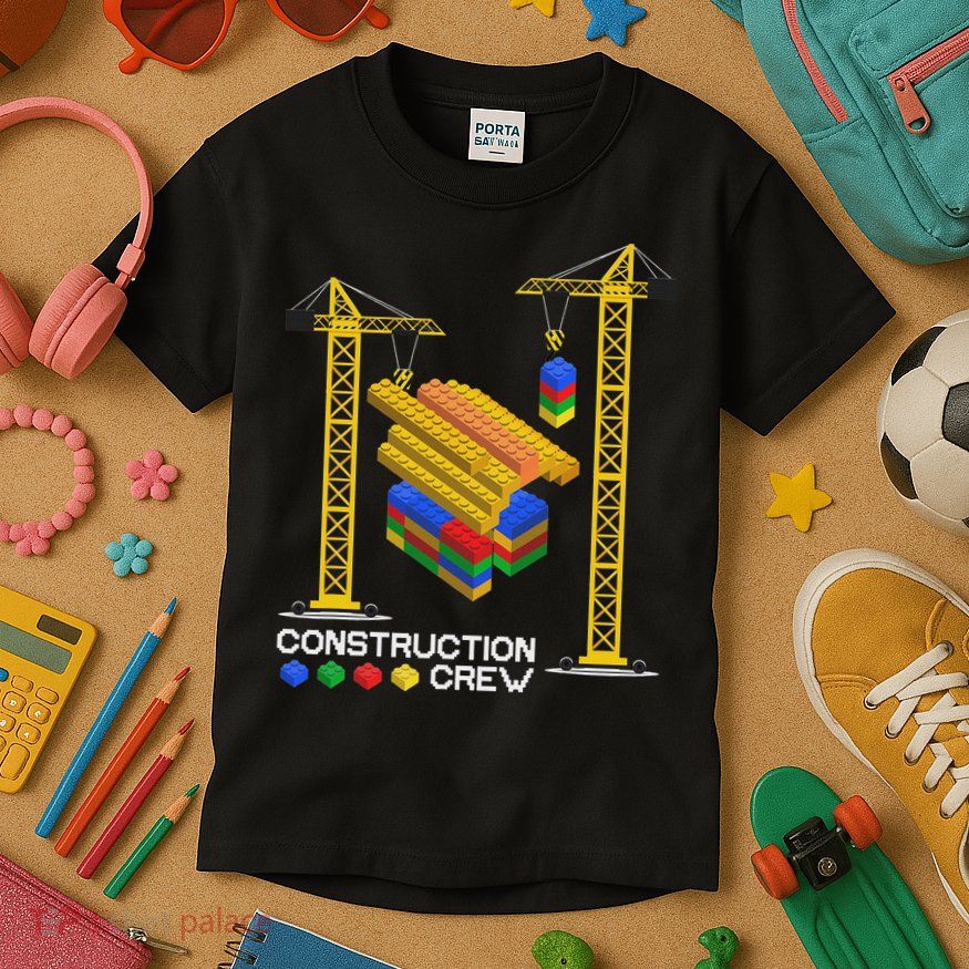 Construction Crew Building Blocks Master Builder Kids T-Shirt
