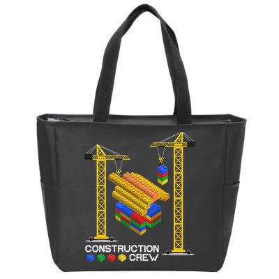 Construction Crew Building Blocks Master Builder Zip Tote Bag