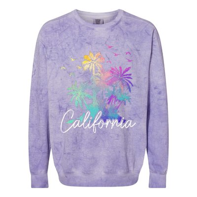 California Cali Beach Vintage Palm Trees Vacation Colorblast Crewneck Sweatshirt