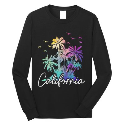 California Cali Beach Vintage Palm Trees Vacation Long Sleeve Shirt