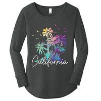 California Cali Beach Vintage Palm Trees Vacation Women's Perfect Tri Tunic Long Sleeve Shirt