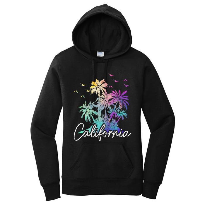 California Cali Beach Vintage Palm Trees Vacation Women's Pullover Hoodie