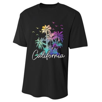 California Cali Beach Vintage Palm Trees Vacation Performance Sprint T-Shirt