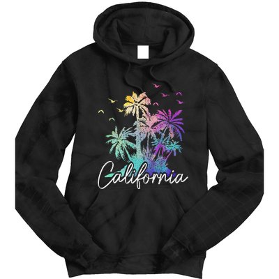 California Cali Beach Vintage Palm Trees Vacation Tie Dye Hoodie