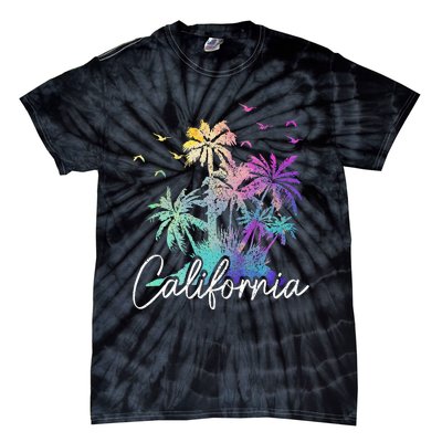 California Cali Beach Vintage Palm Trees Vacation Tie-Dye T-Shirt