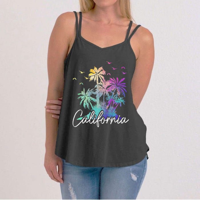 California Cali Beach Vintage Palm Trees Vacation Women's Strappy Tank