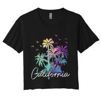 California Cali Beach Vintage Palm Trees Vacation Women's Crop Top Tee