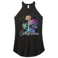 California Cali Beach Vintage Palm Trees Vacation Women's Perfect Tri Rocker Tank