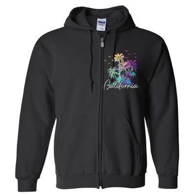 California Cali Beach Vintage Palm Trees Vacation Full Zip Hoodie