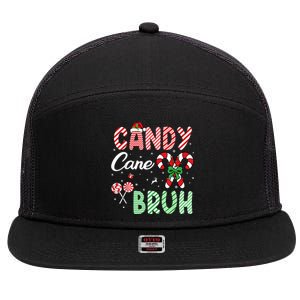 Candy Cane Bruh Funny Christmas Holiday 7 Panel Mesh Trucker Snapback Hat