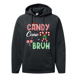 Candy Cane Bruh Funny Christmas Holiday Performance Fleece Hoodie