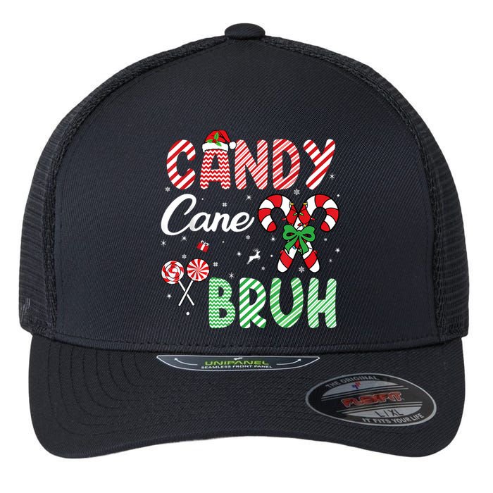 Candy Cane Bruh Funny Christmas Holiday Flexfit Unipanel Trucker Cap