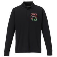 Candy Cane Bruh Funny Christmas Holiday Performance Long Sleeve Polo