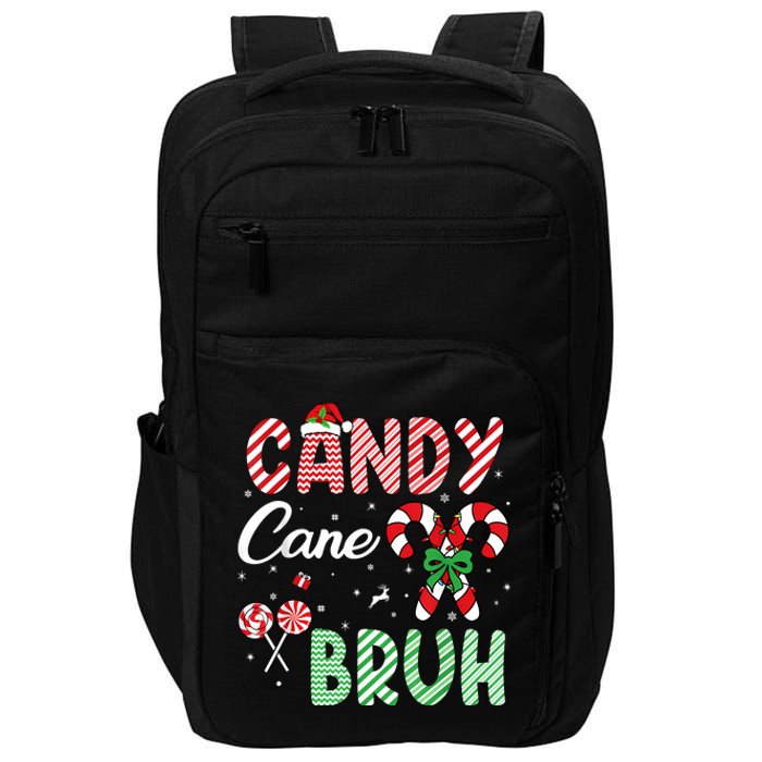 Candy Cane Bruh Funny Christmas Holiday Impact Tech Backpack