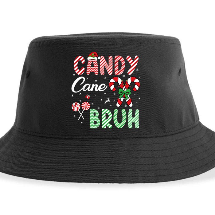 Candy Cane Bruh Funny Christmas Holiday Sustainable Bucket Hat